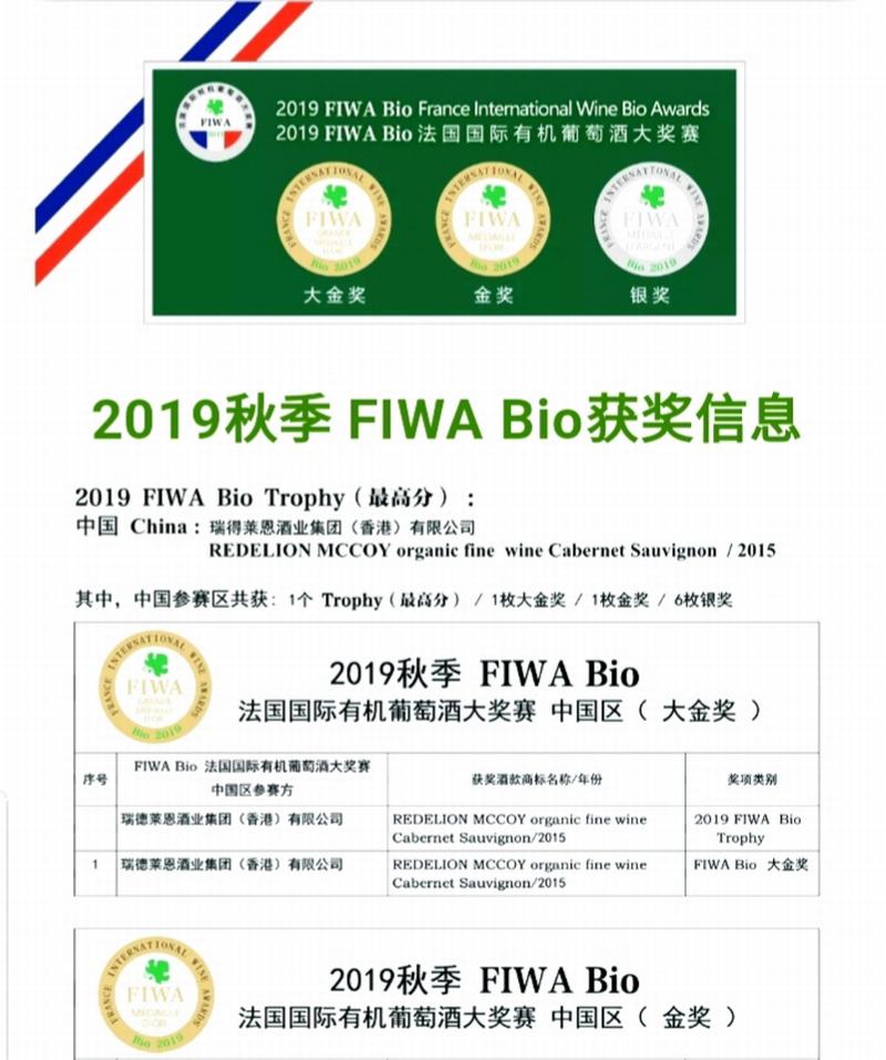 问鼎FIWA国际有机葡萄酒大奖赛